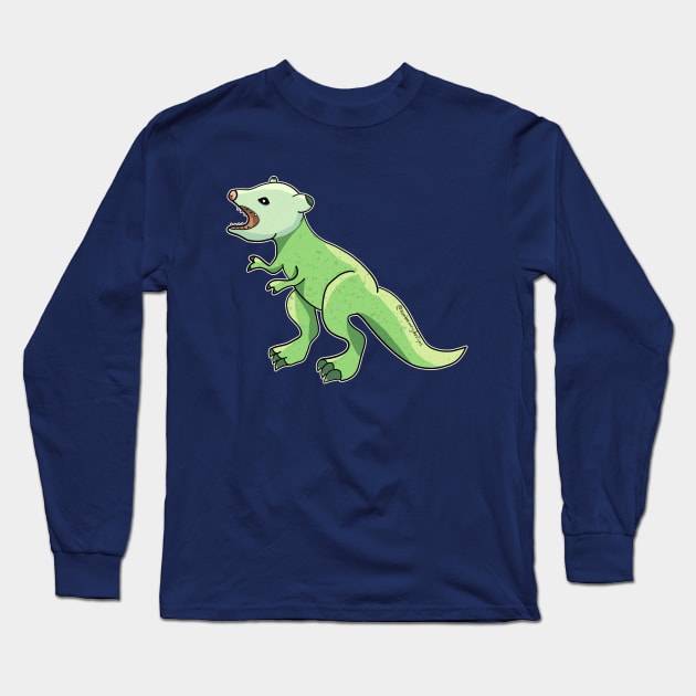 Opossum Dinosaur Hybrid: Opus Rex Long Sleeve T-Shirt by nonbeenarydesigns